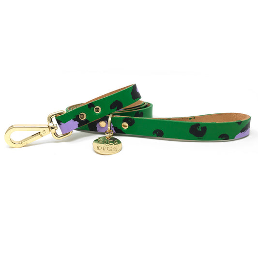 Animal Leather Leash - Green